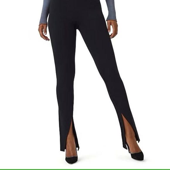 Spanx Leather-Like Front Slit Skinny Pants Medium Black - Picture 3 of 3